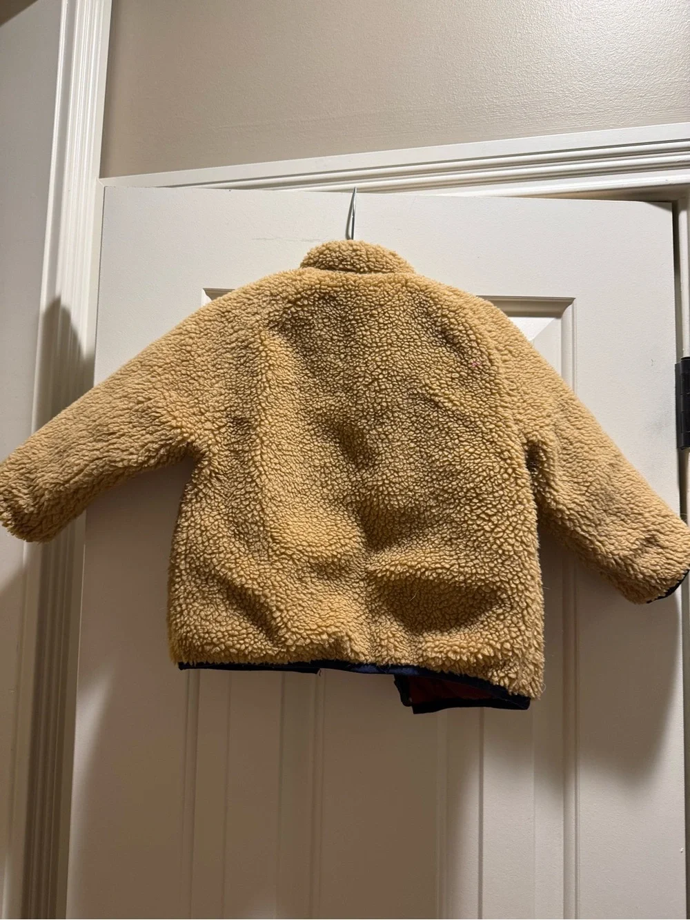 GAP Kids Burgundy Puffer Jacket with Tan Sherpa Lining